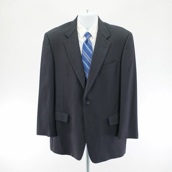 Hart Schaffner Marx Wool Blazer 42R Navy Blue Herringbone 2 Button‎ - Picture 4 of 12